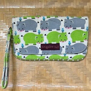 Bungalow 360 Green and Gray Hippo Wristlet